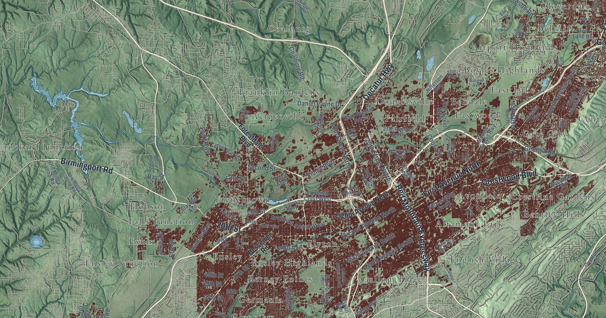 Map of Birmingham, Alabama in 2026