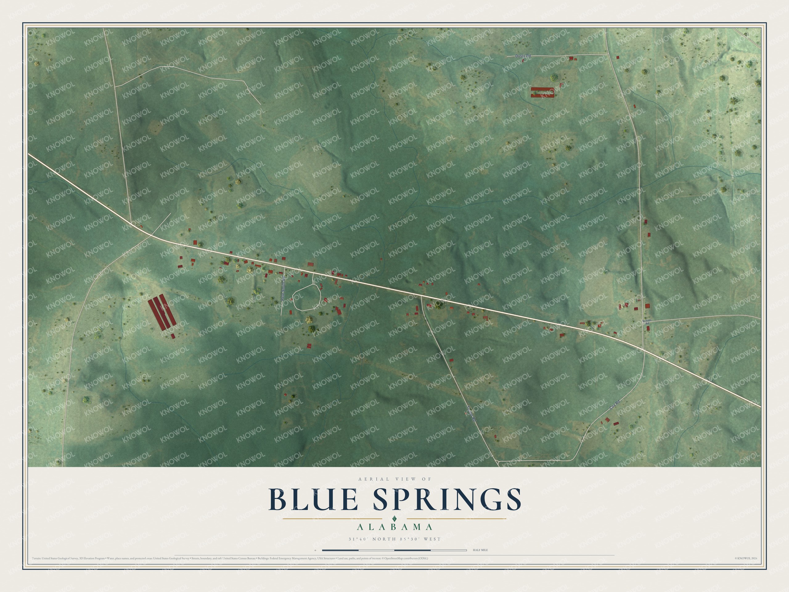 Watermarked full-map preview of Blue Springs, Alabama