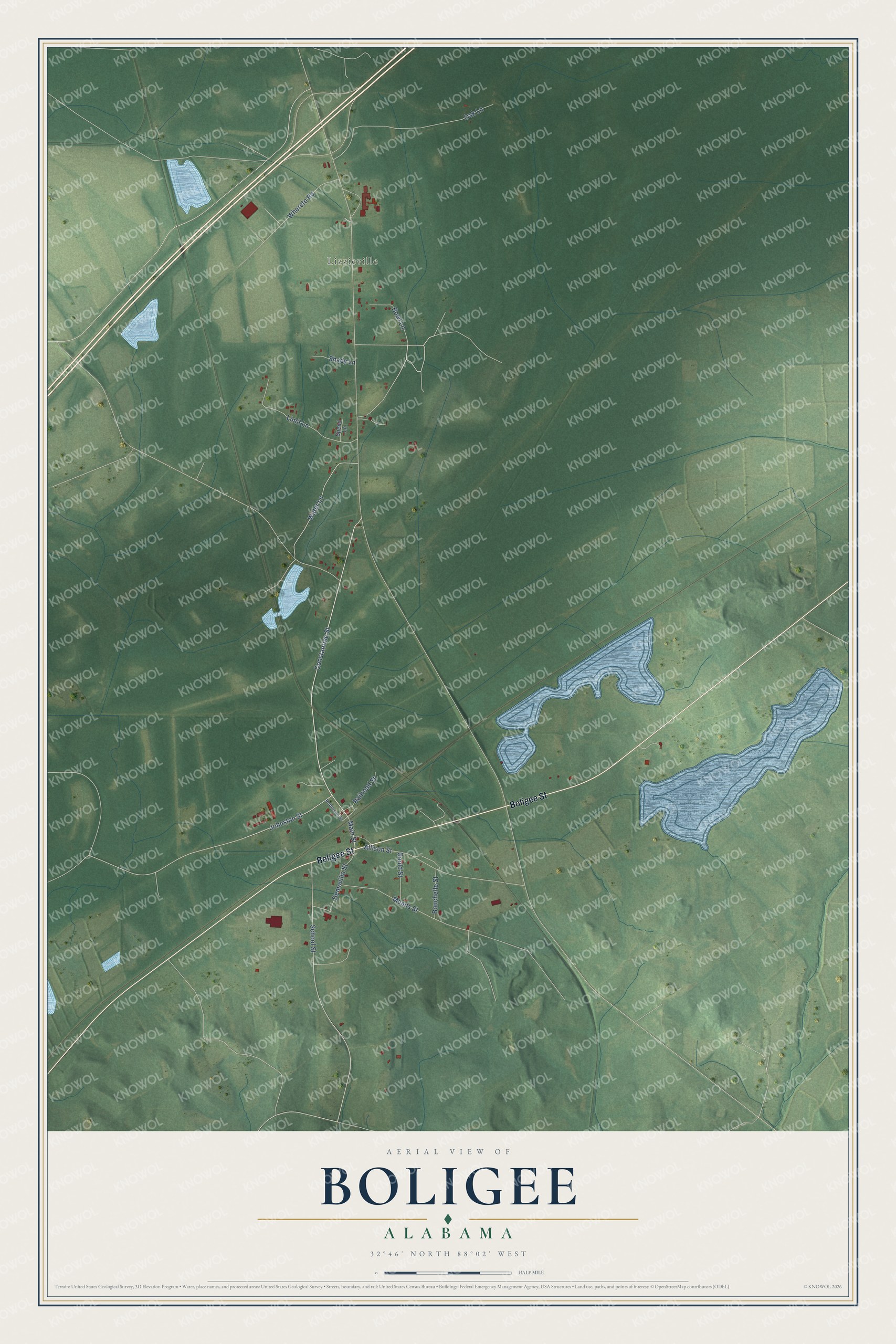 Watermarked full-map preview of Boligee, Alabama