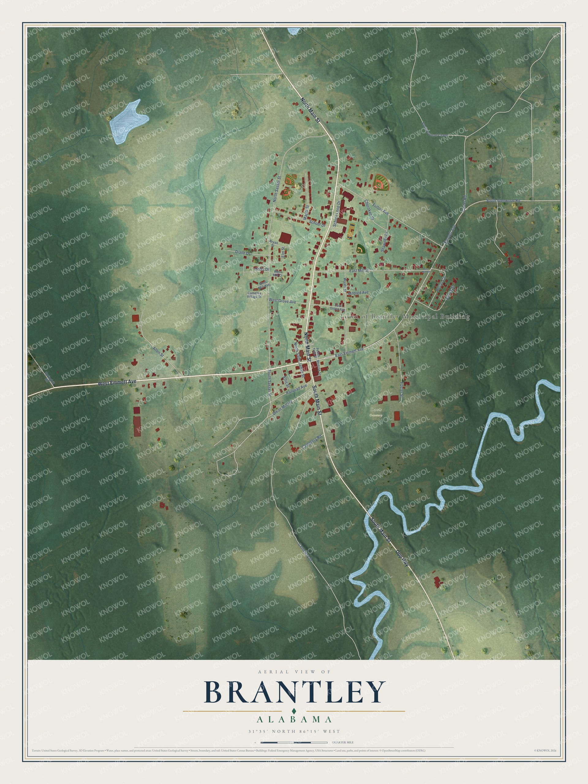 Watermarked full-map preview of Brantley, Alabama