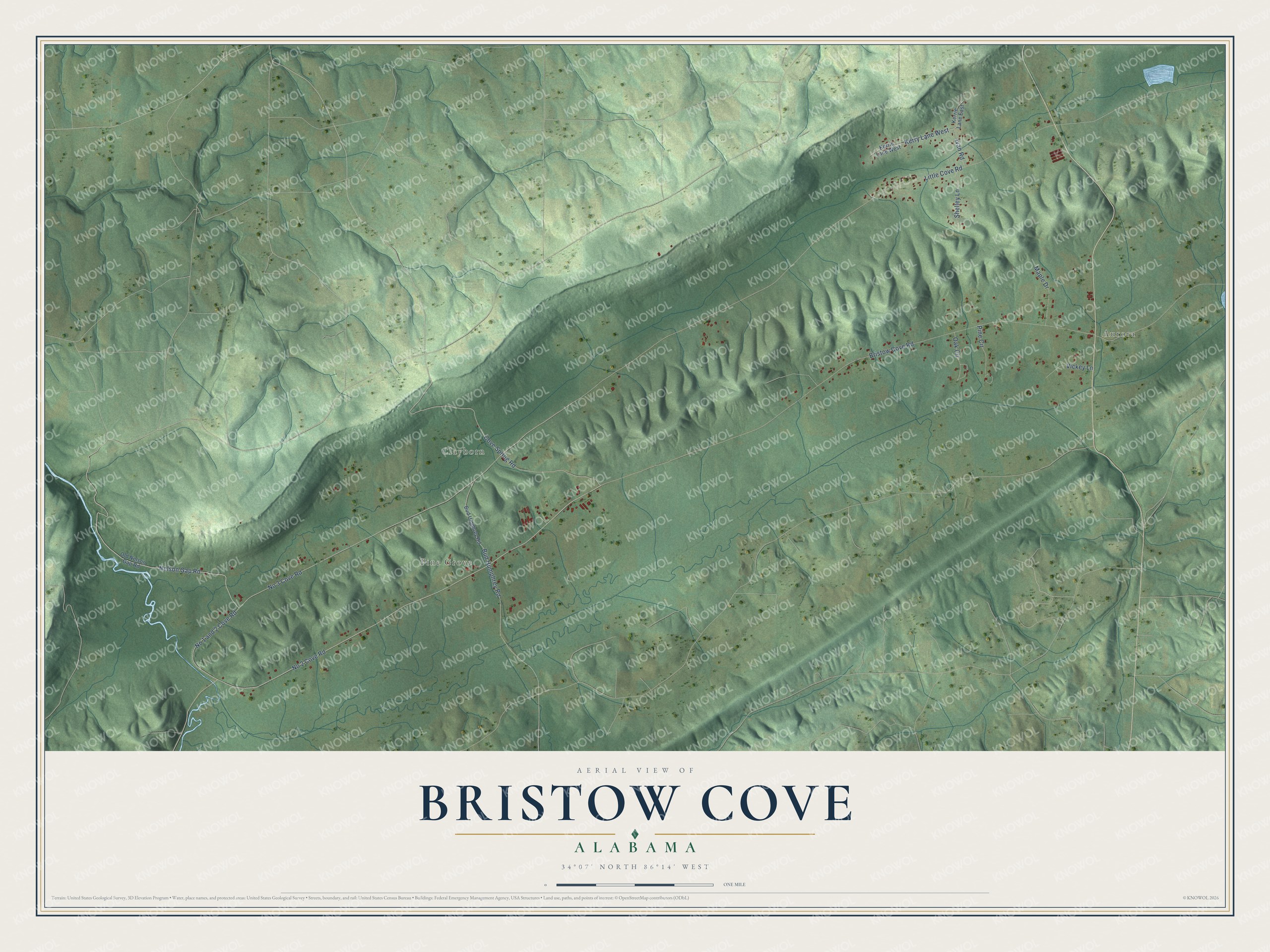 Watermarked full-map preview of Bristow Cove, Alabama