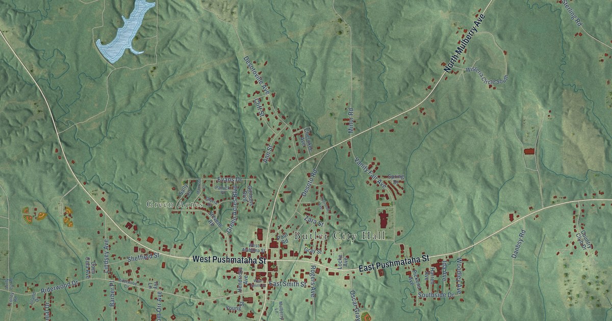 Map of Butler, Alabama in 2026