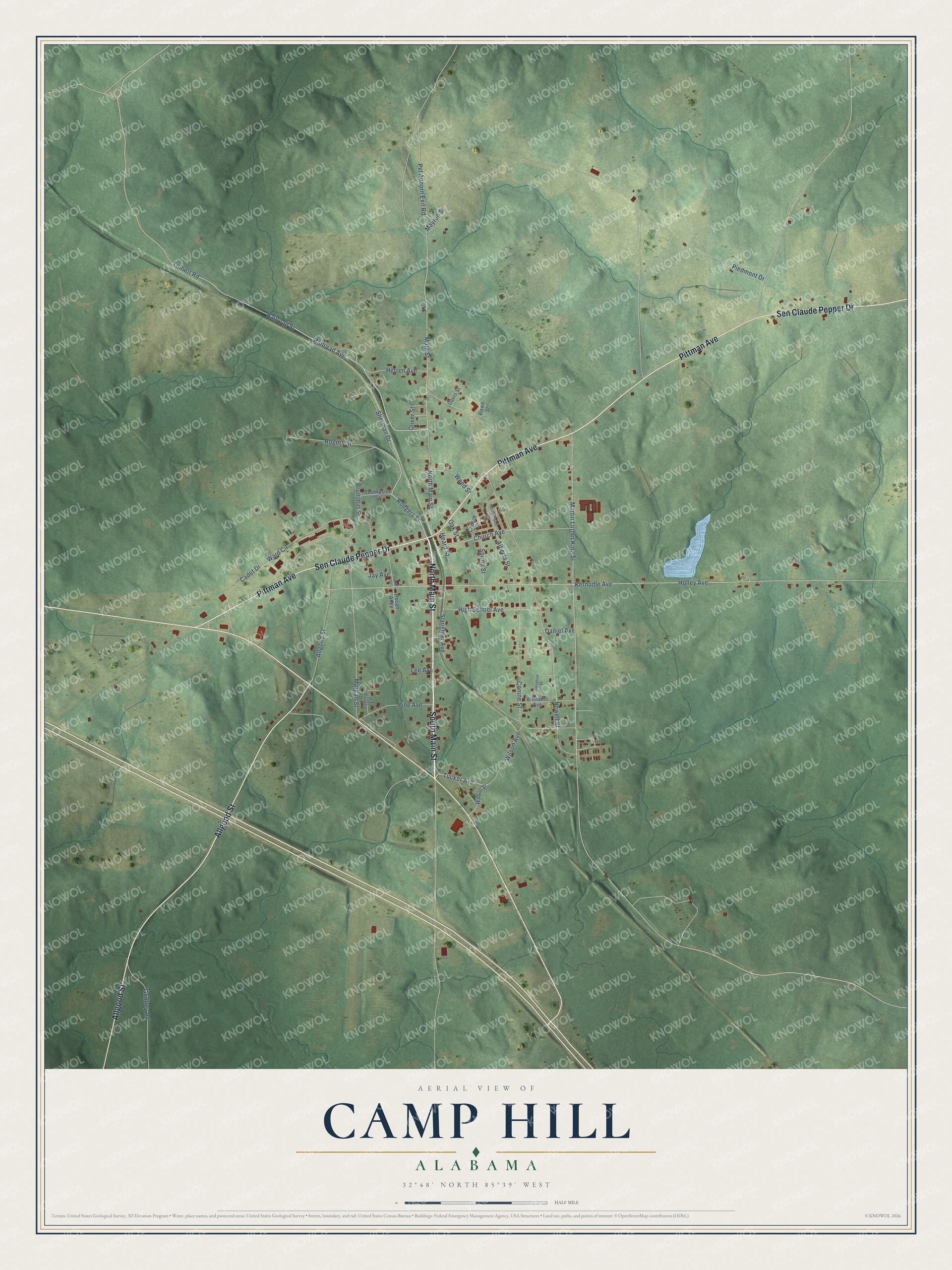 Watermarked full-map preview of Camp Hill, Alabama