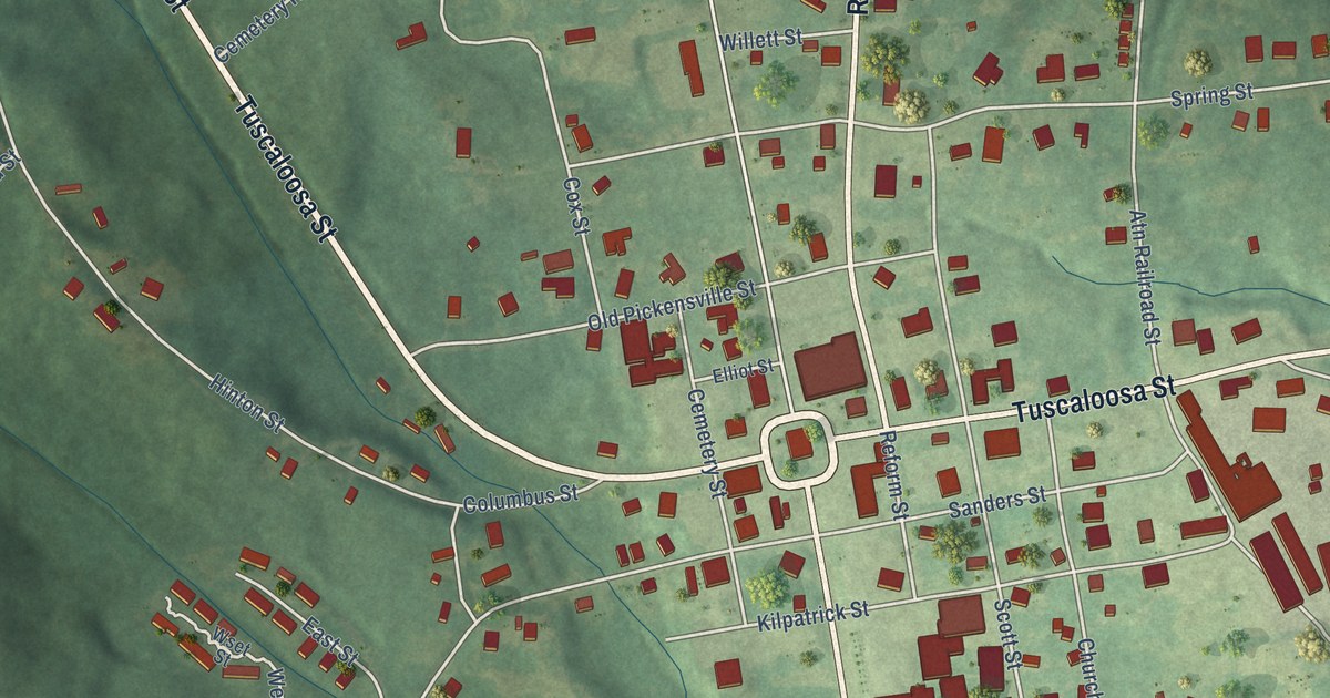 Map of Carrollton, Alabama in 2026