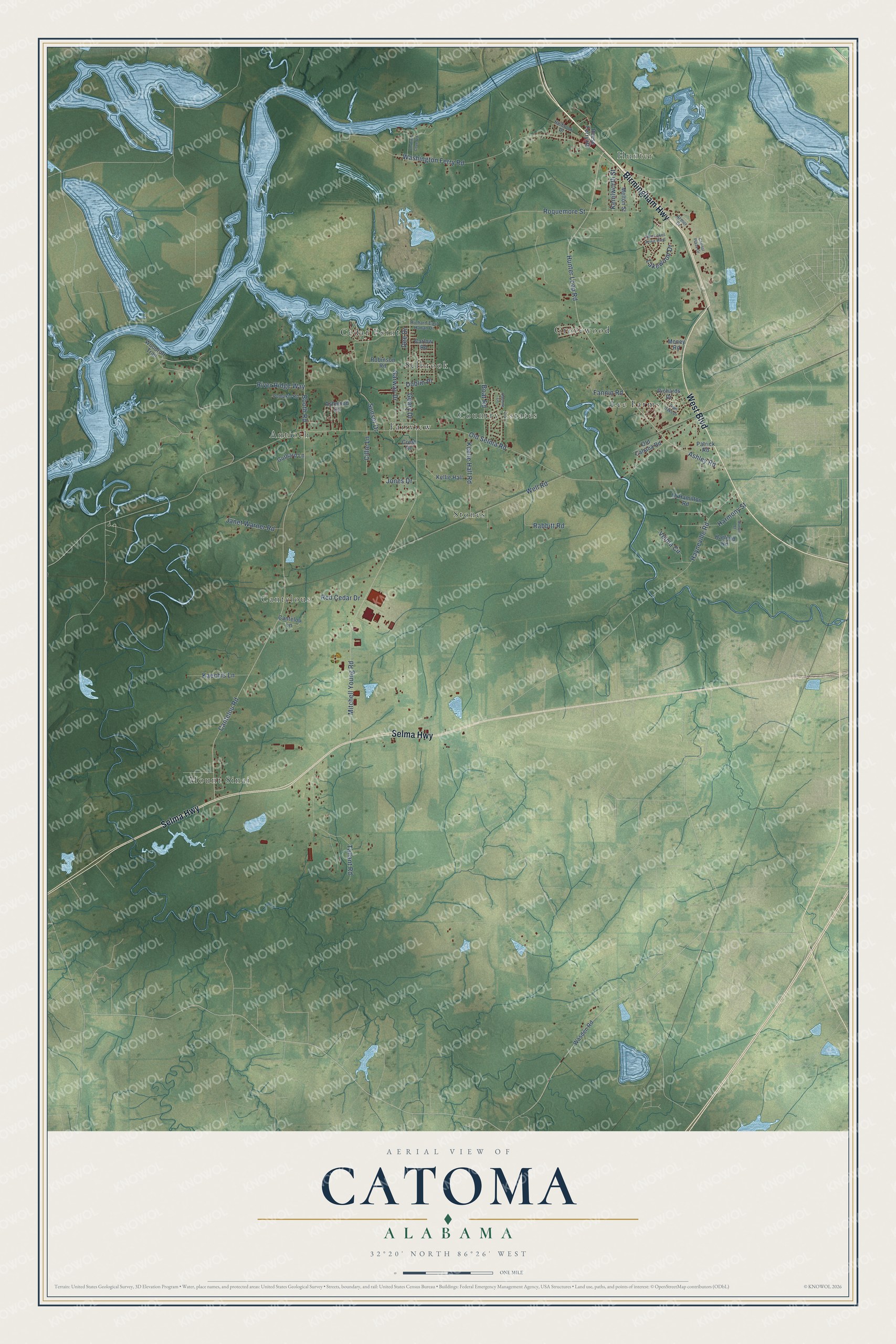 Watermarked full-map preview of Catoma, Alabama