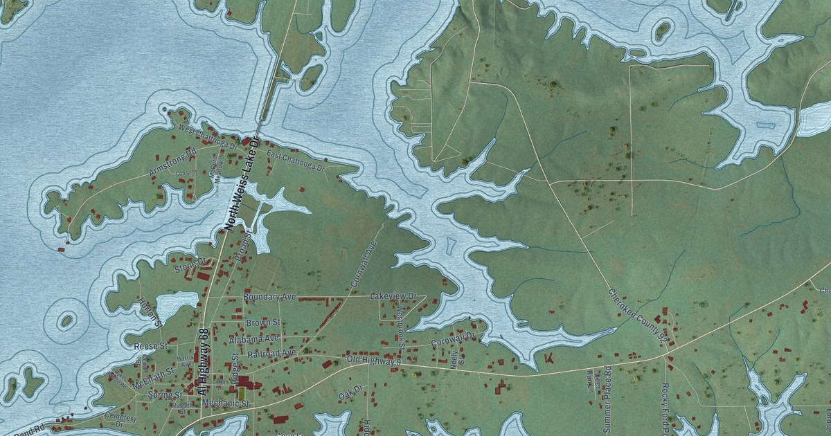 Map of Cedar Bluff, Alabama in 2026