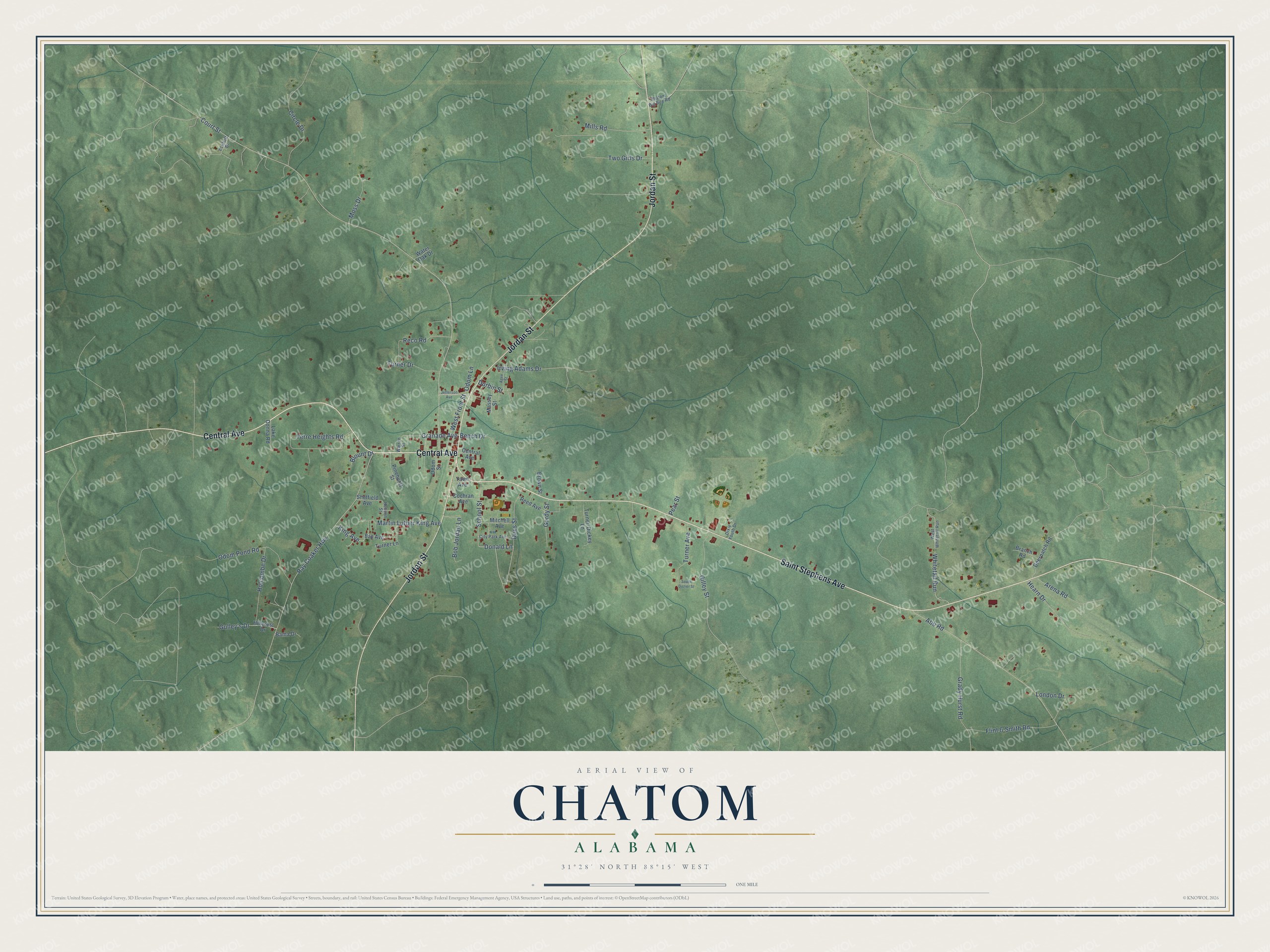 Watermarked full-map preview of Chatom, Alabama