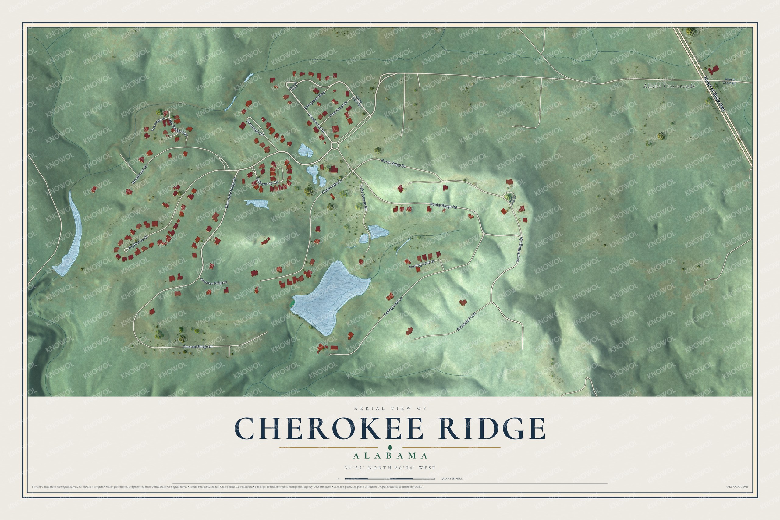 Watermarked full-map preview of Cherokee Ridge, Alabama
