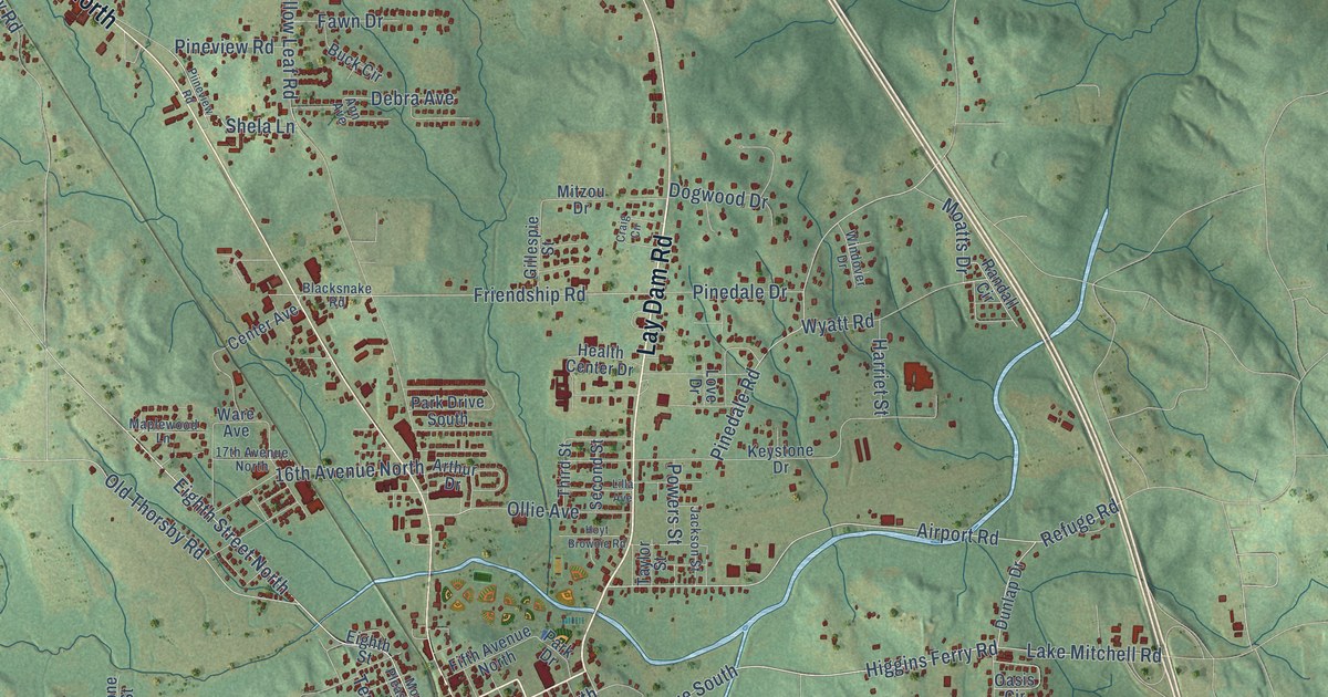 Map of Clanton, Alabama in 2026