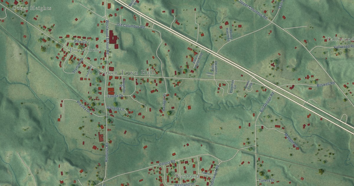 Map of Coker, Alabama in 2026