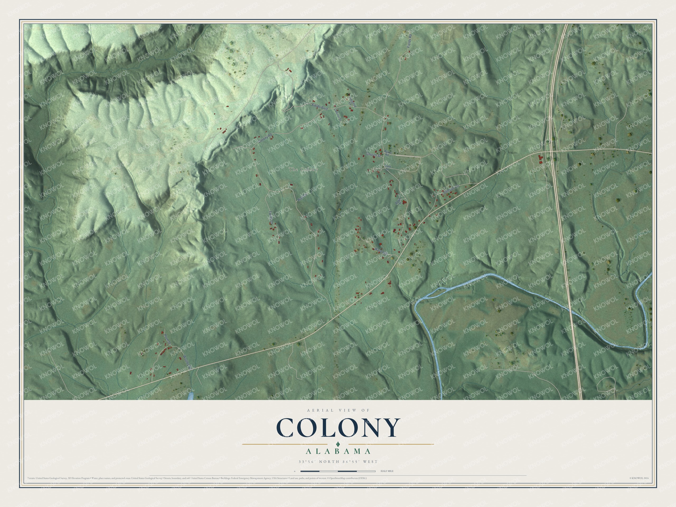 Watermarked full-map preview of Colony, Alabama