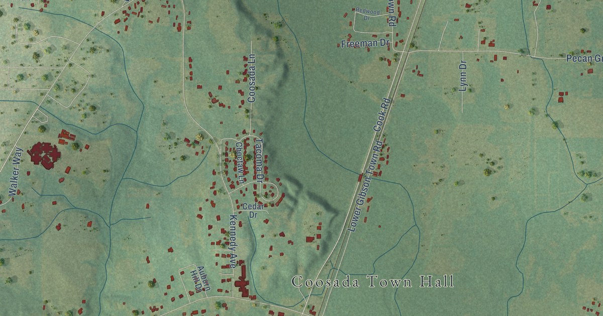 Map of Coosada, Alabama in 2026