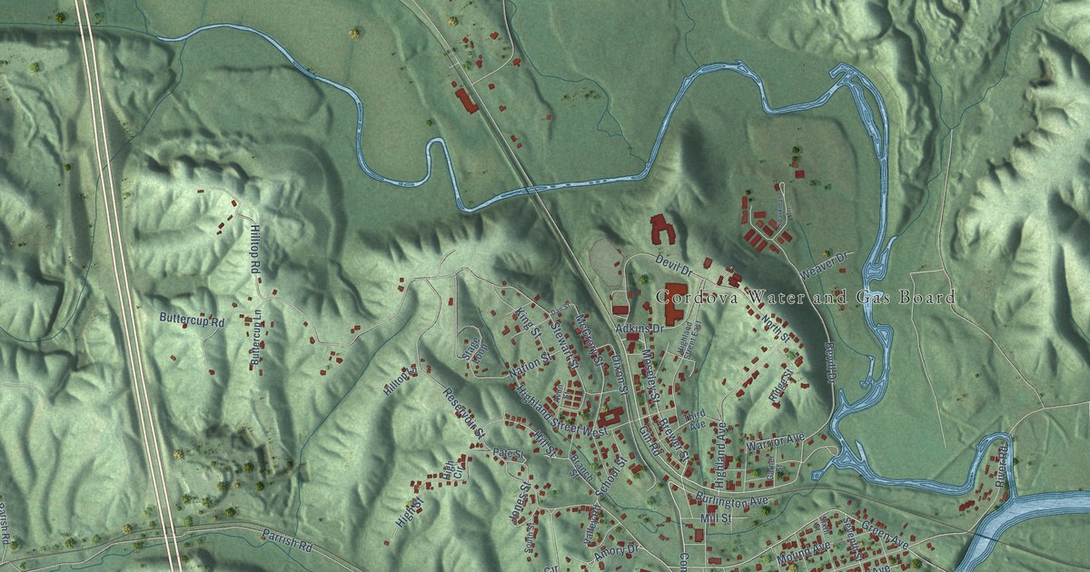 Map of Cordova, Alabama in 2026