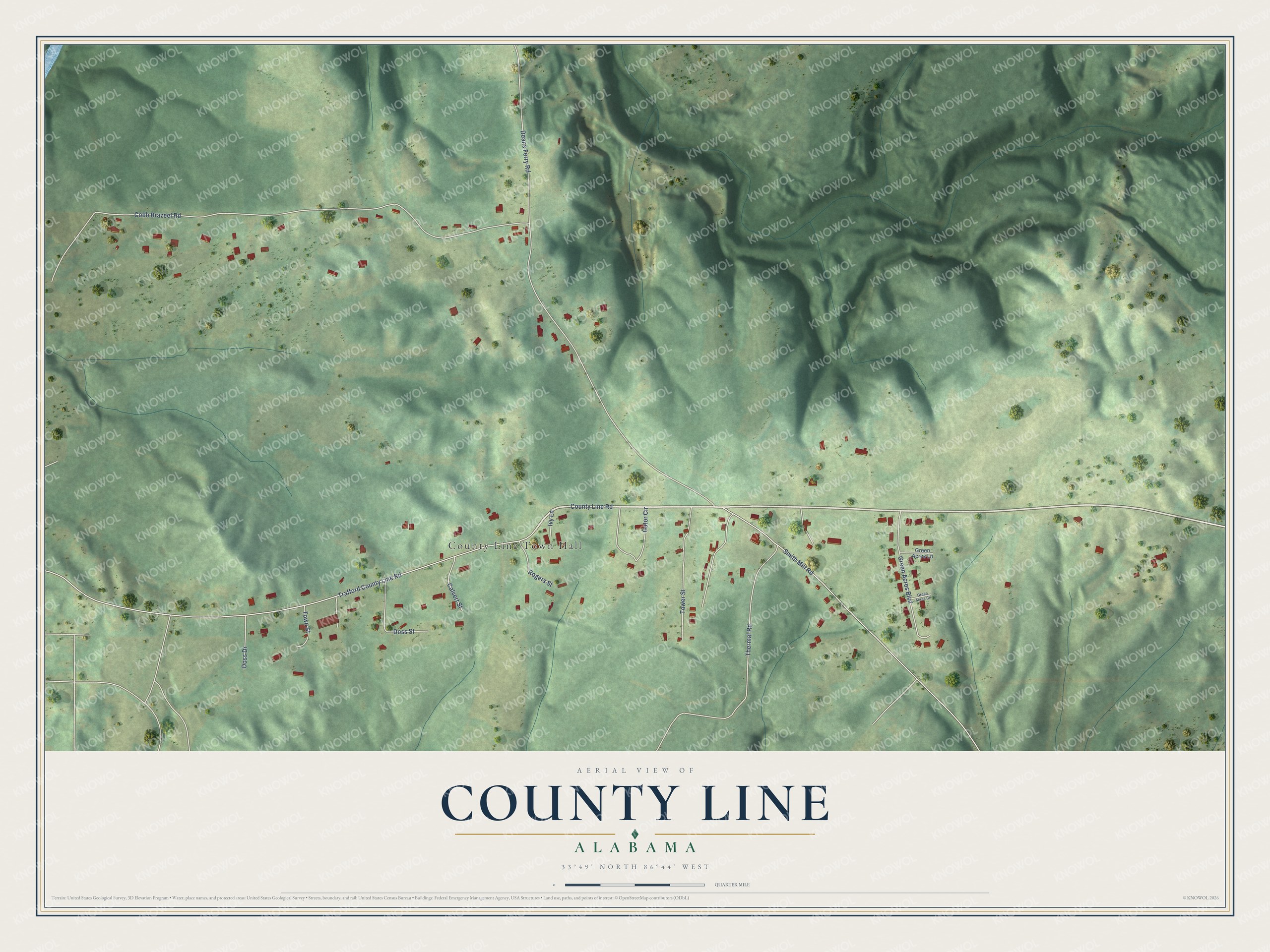 Watermarked full-map preview of County Line, Alabama