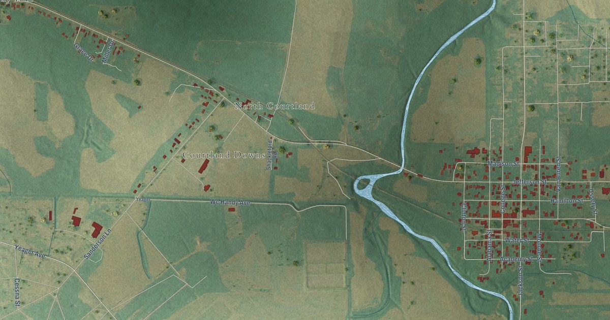 Map of Courtland, Alabama in 2026