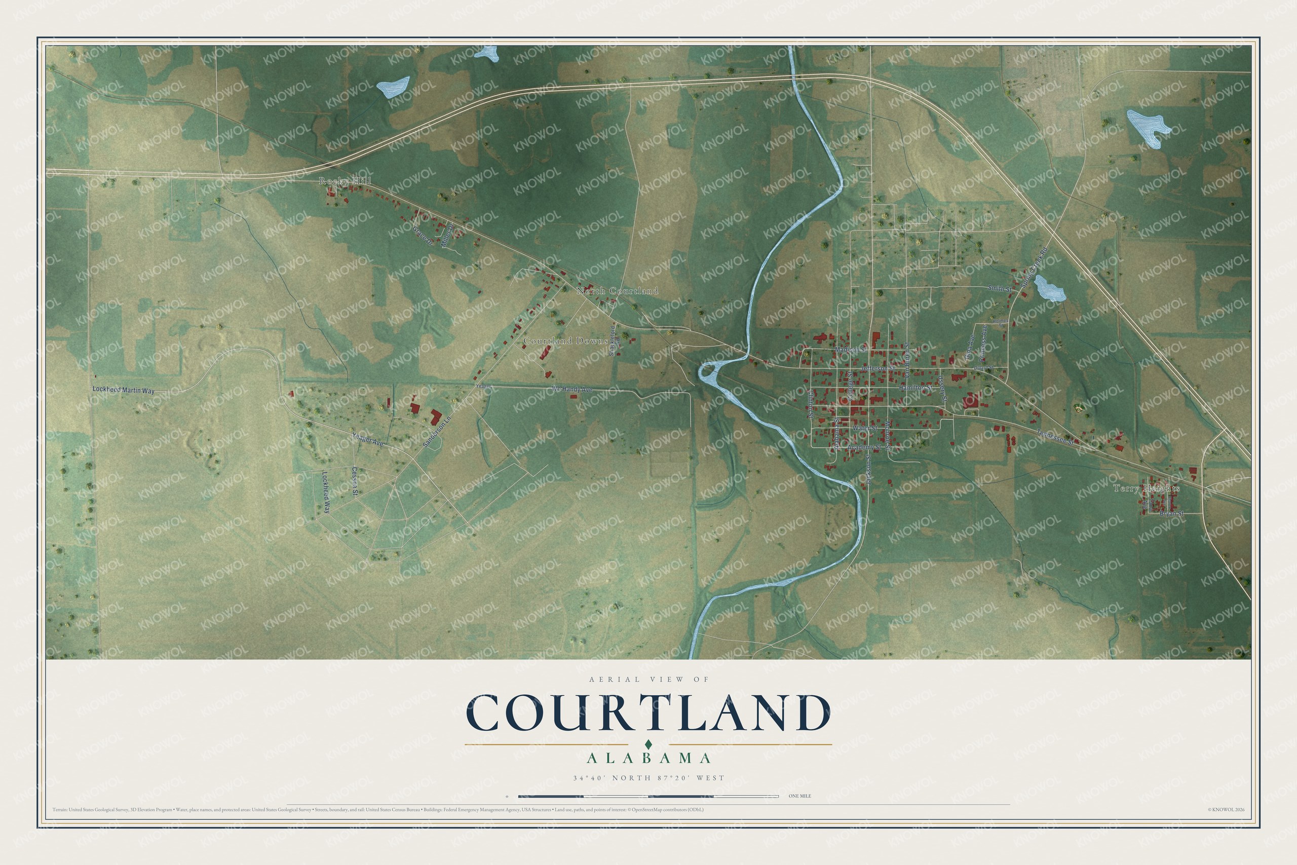 Watermarked full-map preview of Courtland, Alabama
