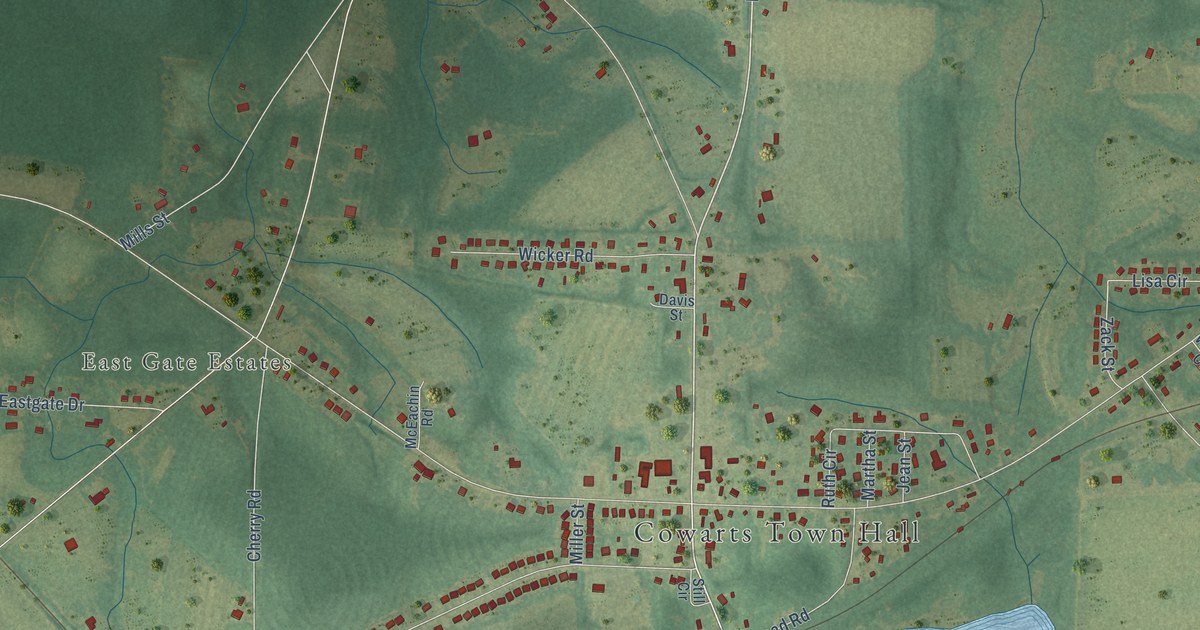 Map of Cowarts, Alabama in 2026