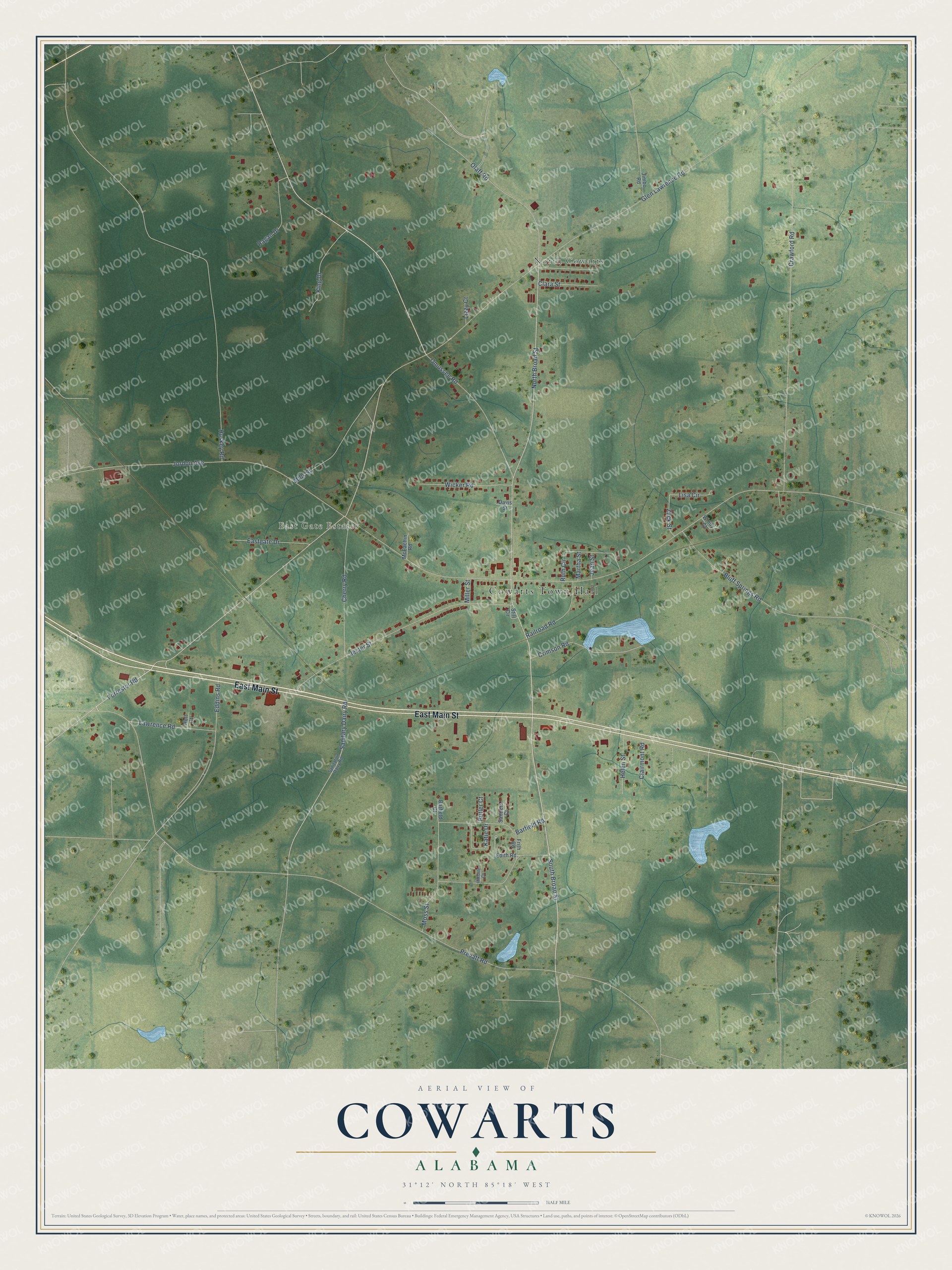 Watermarked full-map preview of Cowarts, Alabama