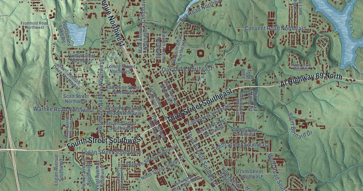 Map of Cullman, Alabama in 2026