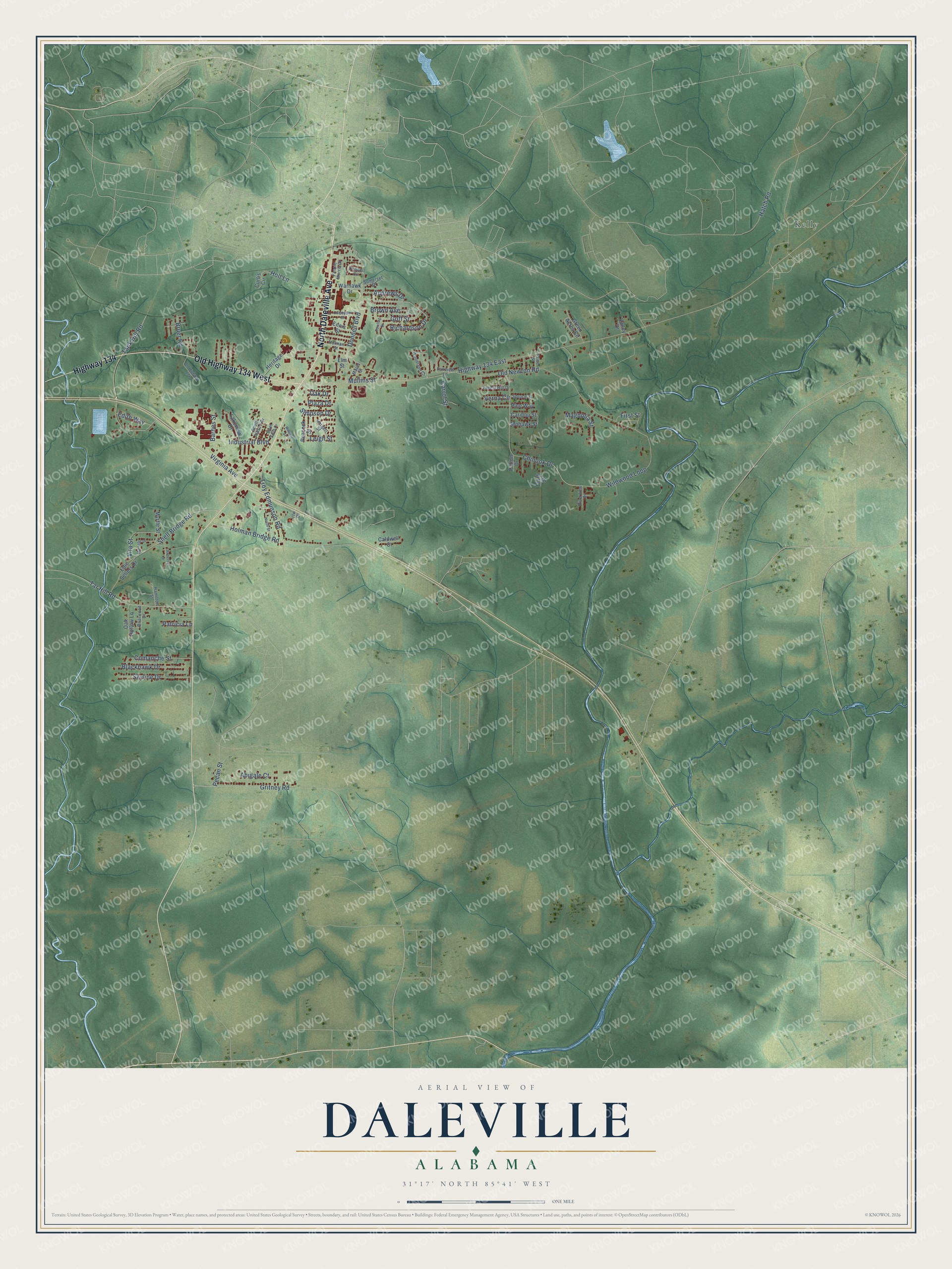 Watermarked full-map preview of Daleville, Alabama