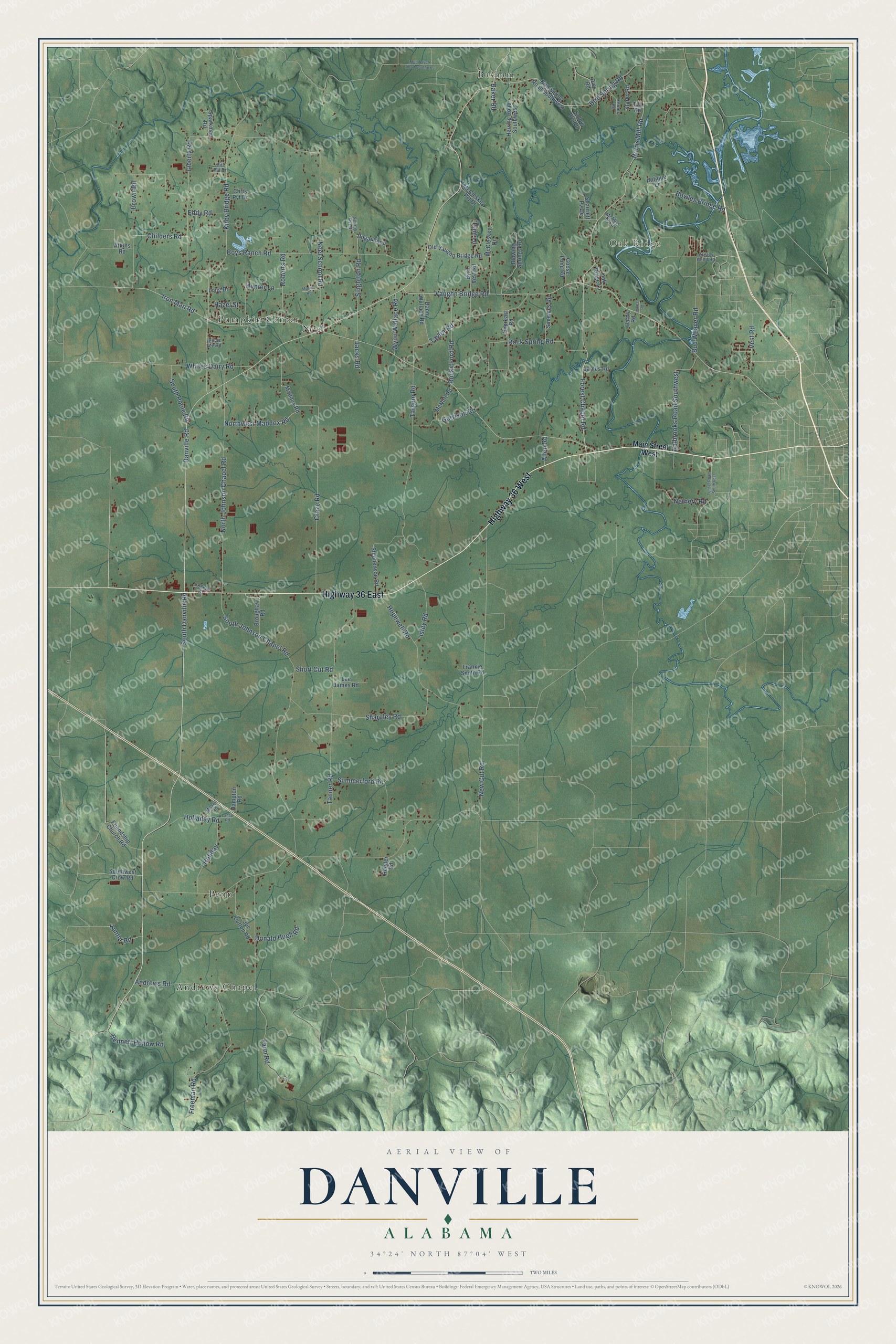 Watermarked full-map preview of Danville, Alabama