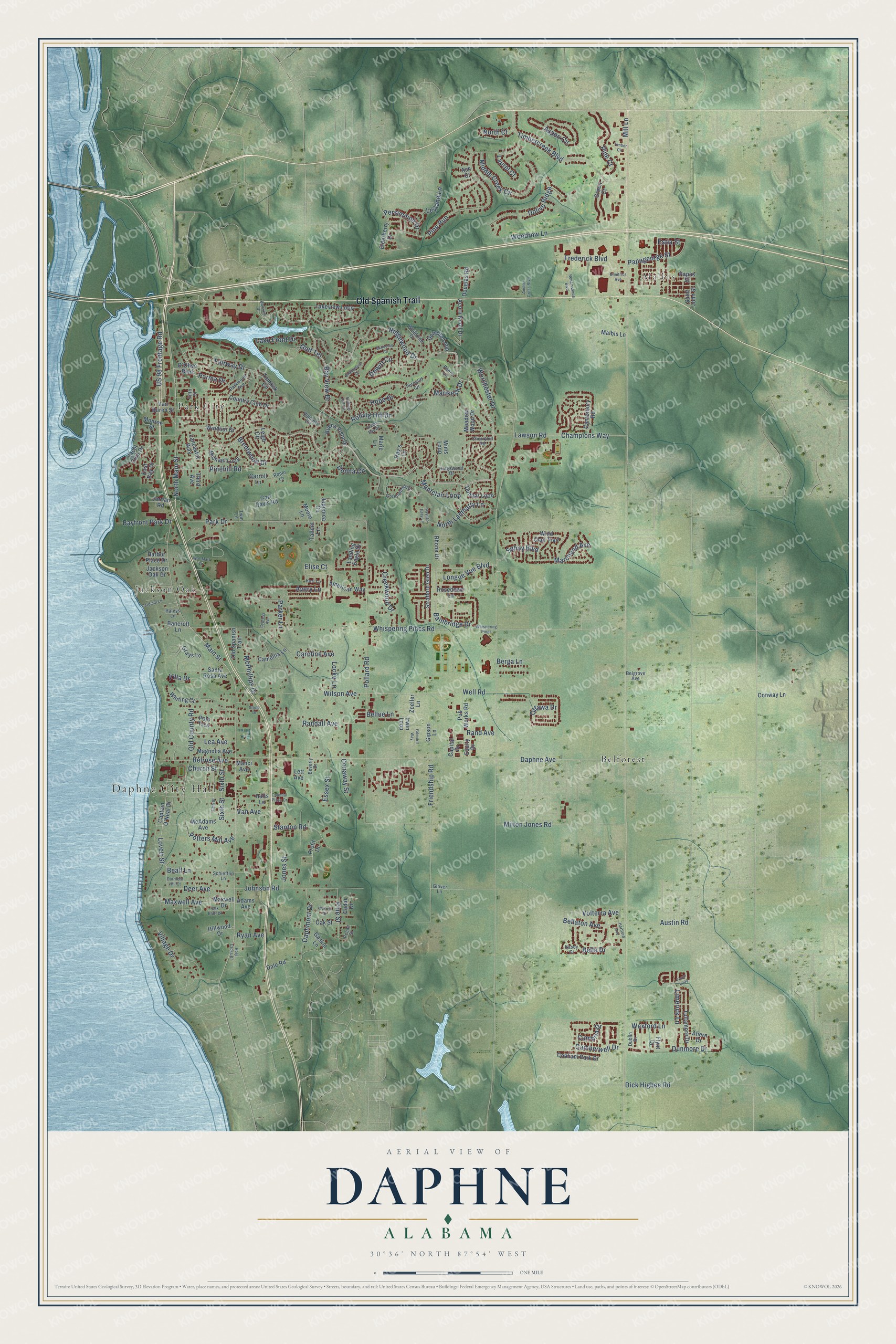 Watermarked full-map preview of Daphne, Alabama