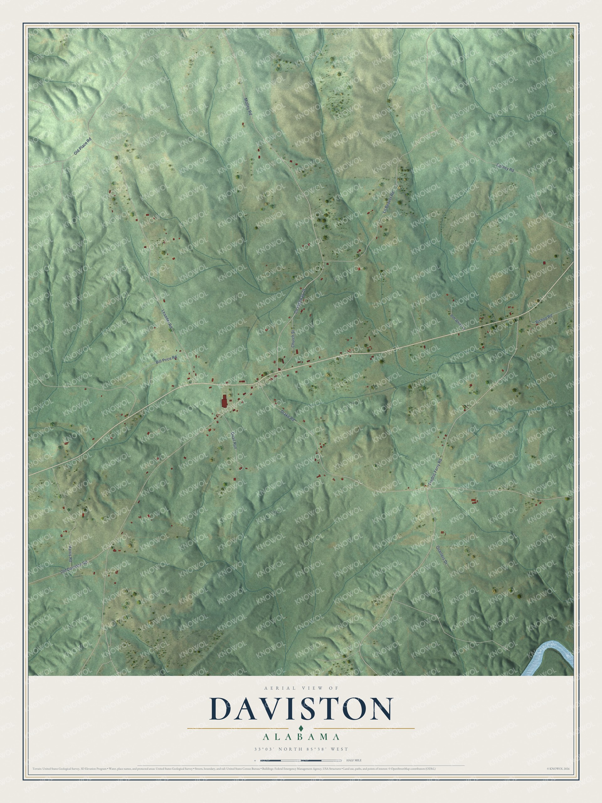 Watermarked full-map preview of Daviston, Alabama