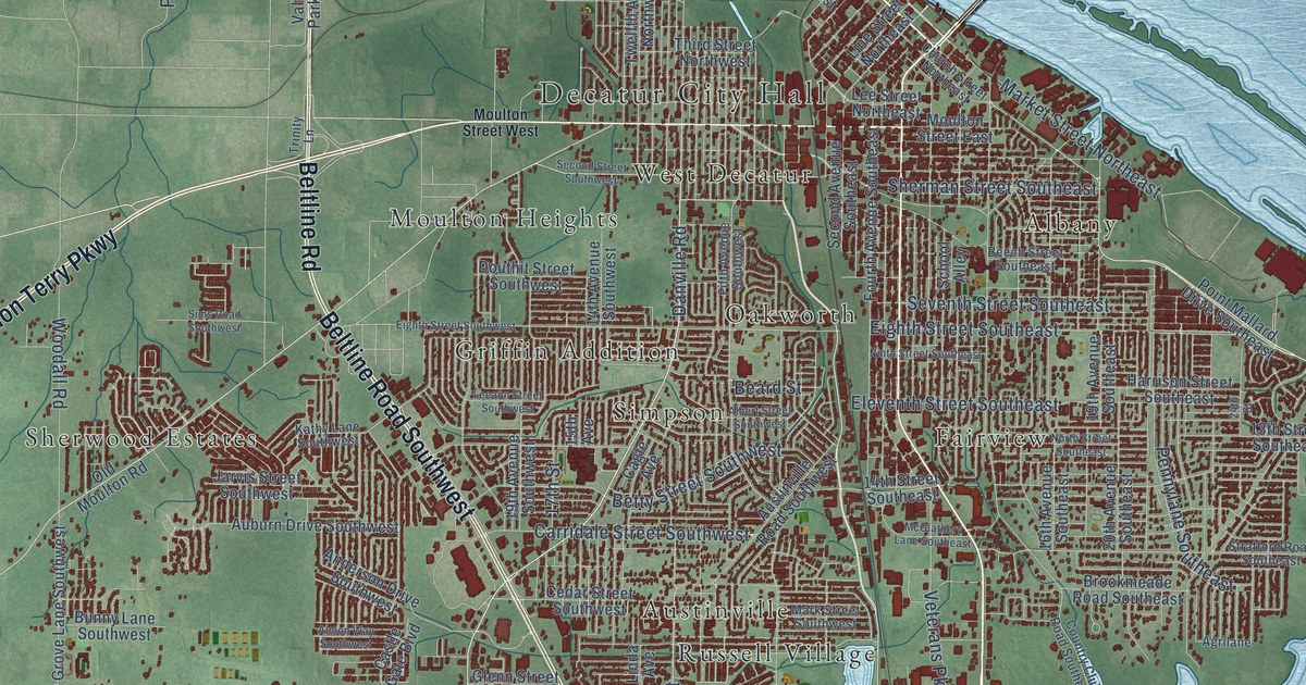 Map of Decatur, Alabama in 2026