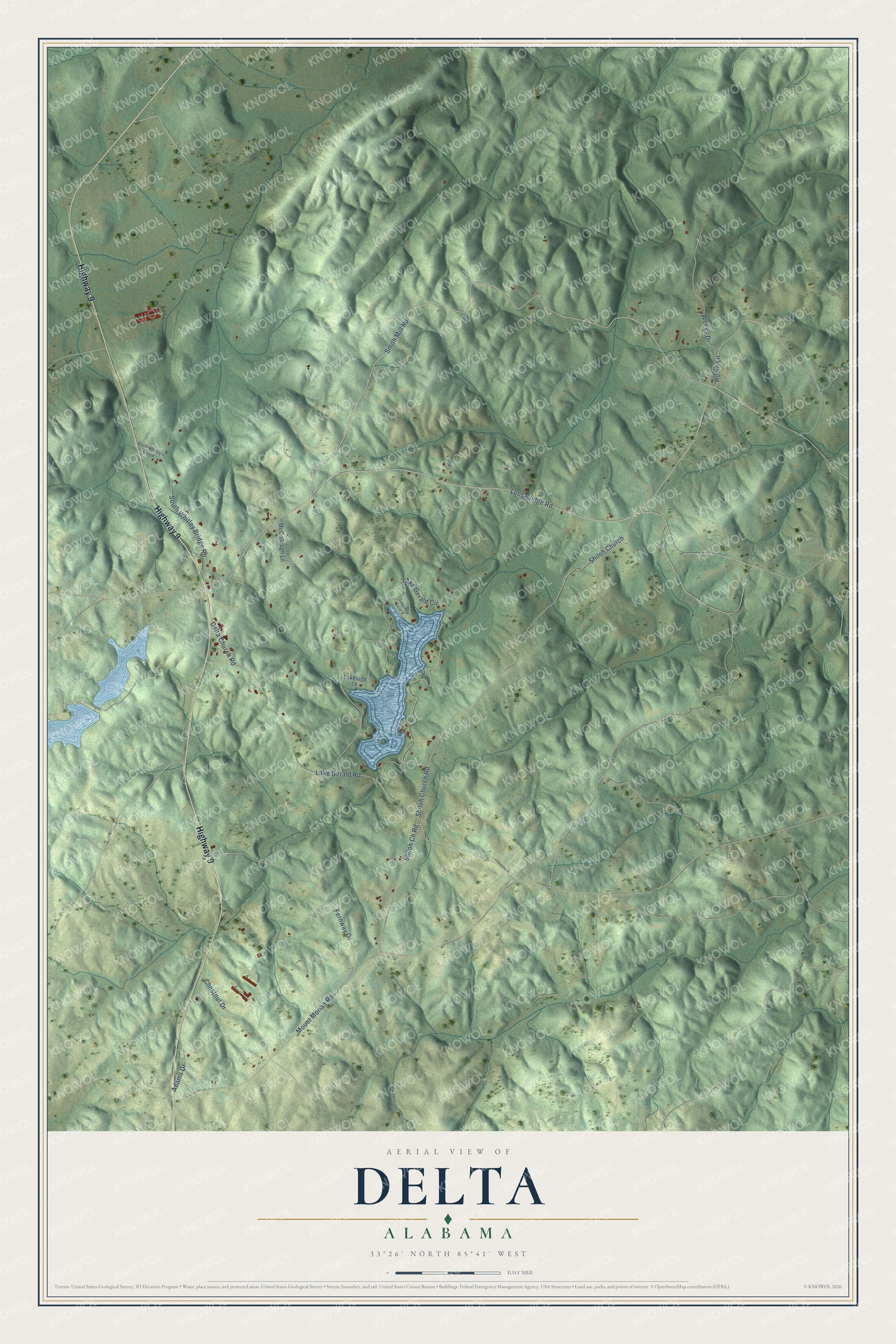 Watermarked full-map preview of Delta, Alabama