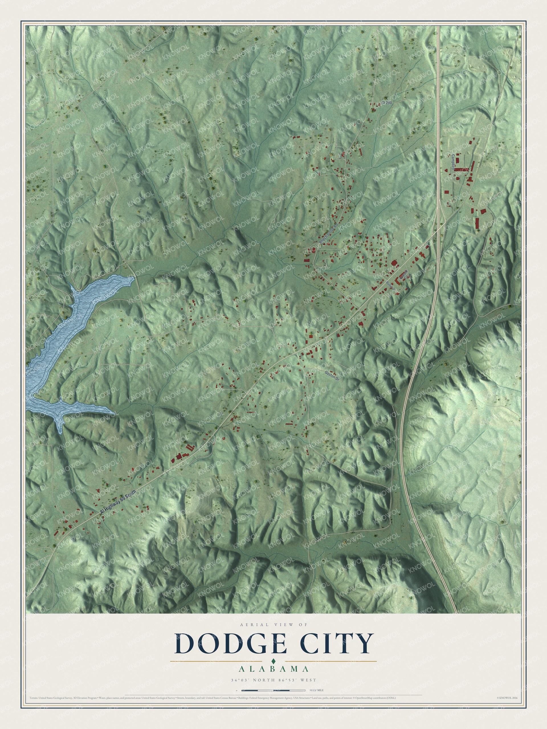 Watermarked full-map preview of Dodge City, Alabama