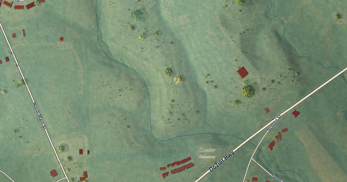 Map of Dozier, Alabama in 2026