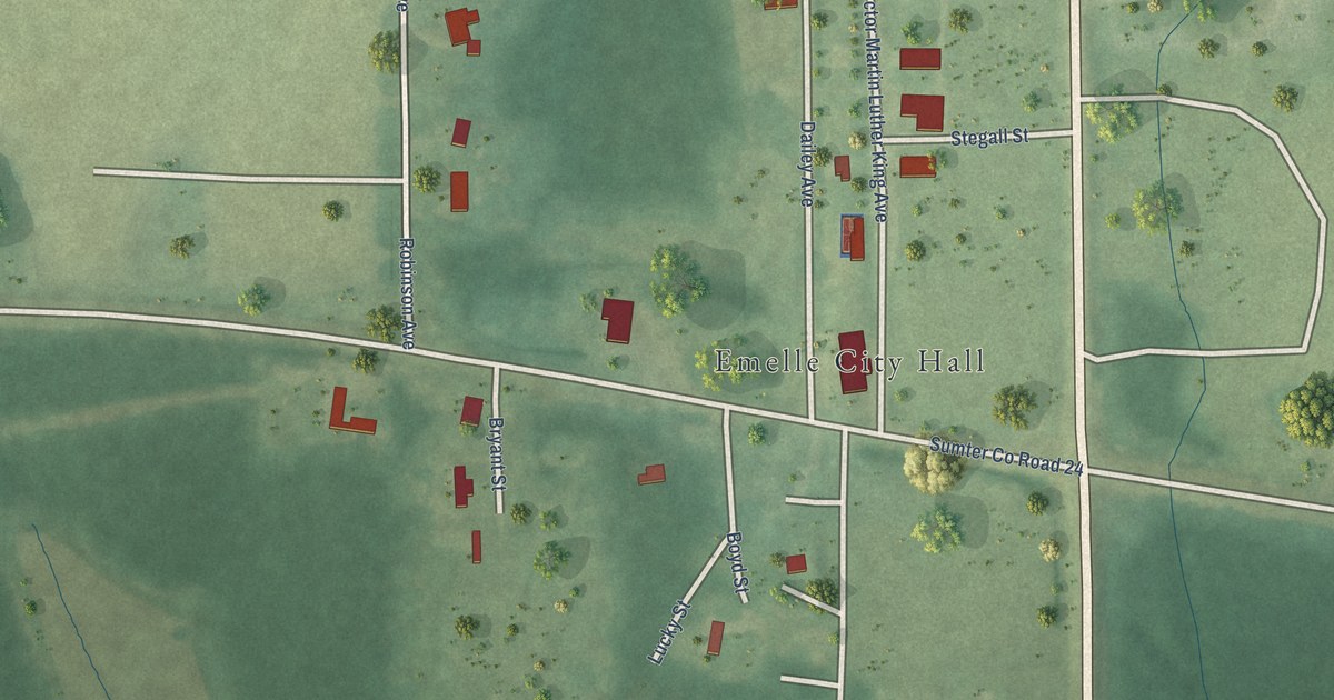 Map of Emelle, Alabama in 2026