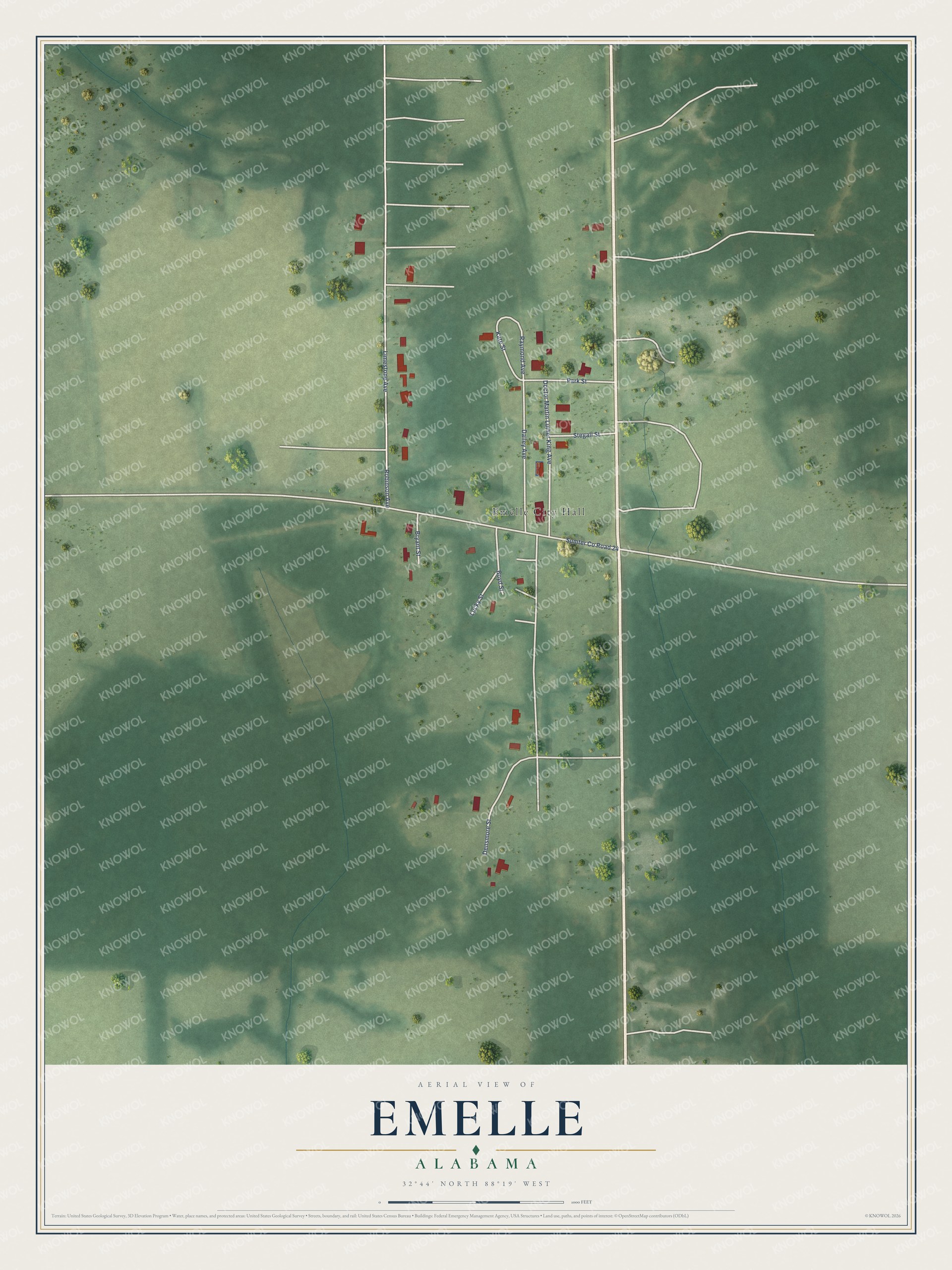 Watermarked full-map preview of Emelle, Alabama