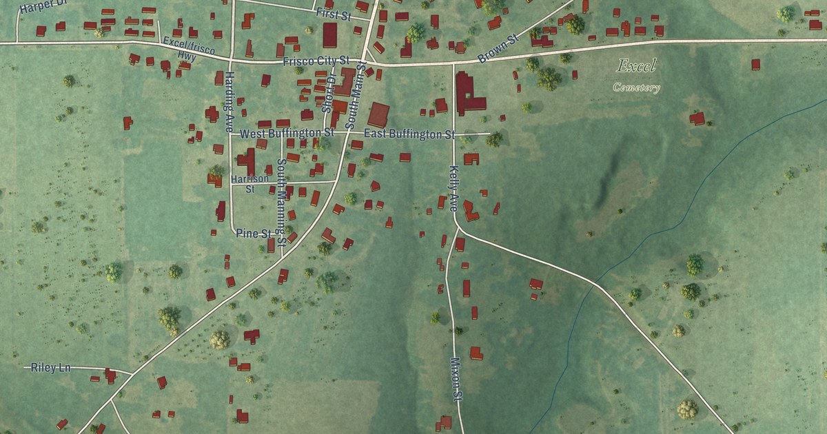 Map of Excel, Alabama in 2026