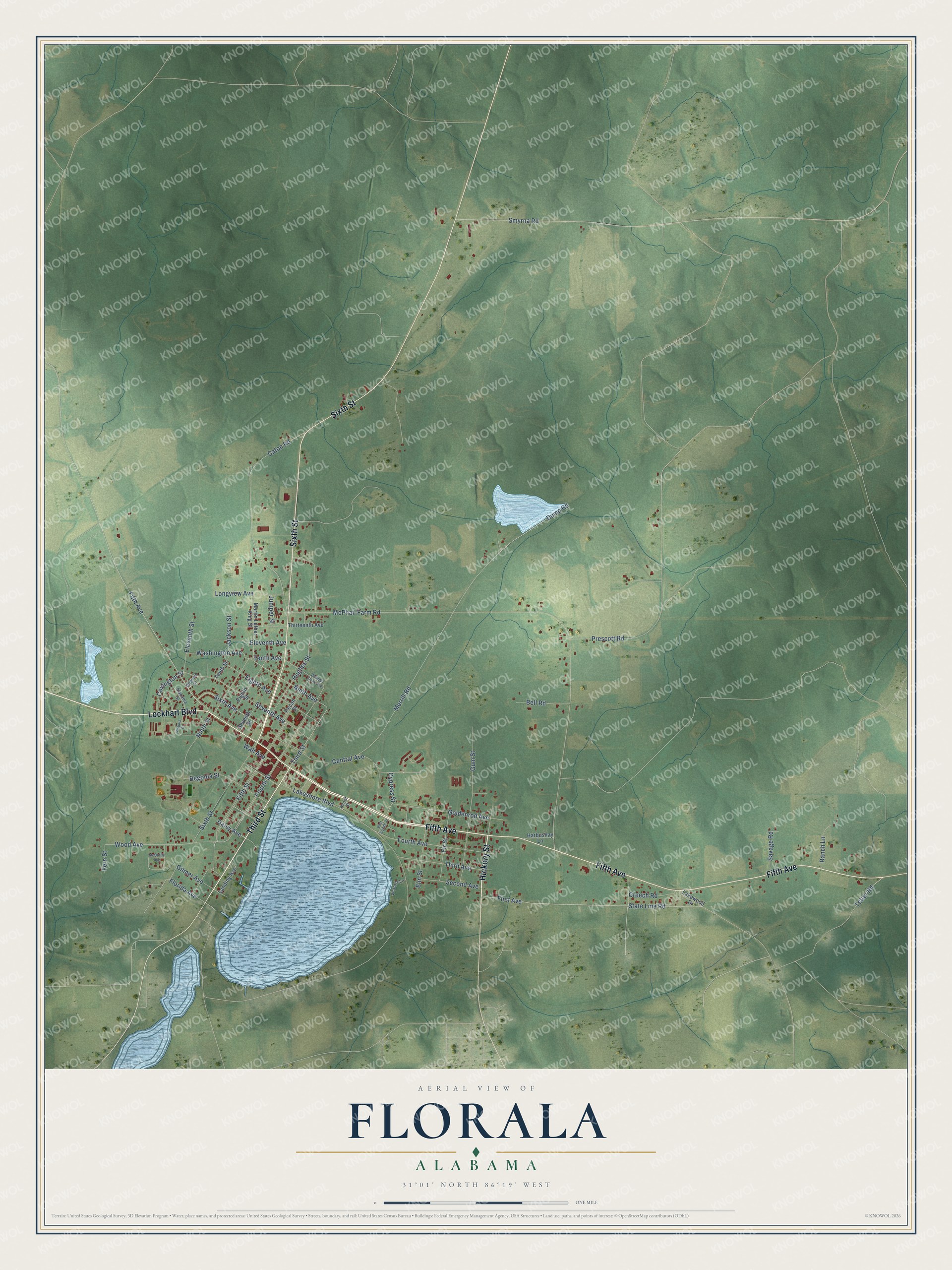 Watermarked full-map preview of Florala, Alabama