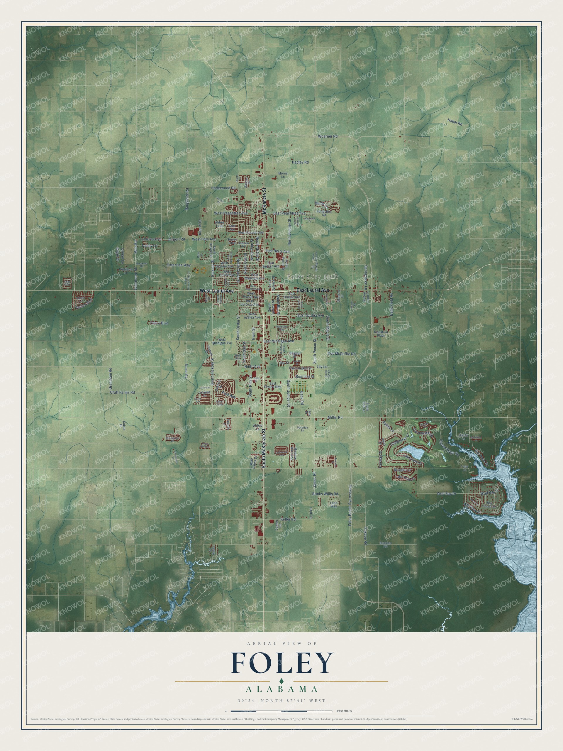 Watermarked full-map preview of Foley, Alabama