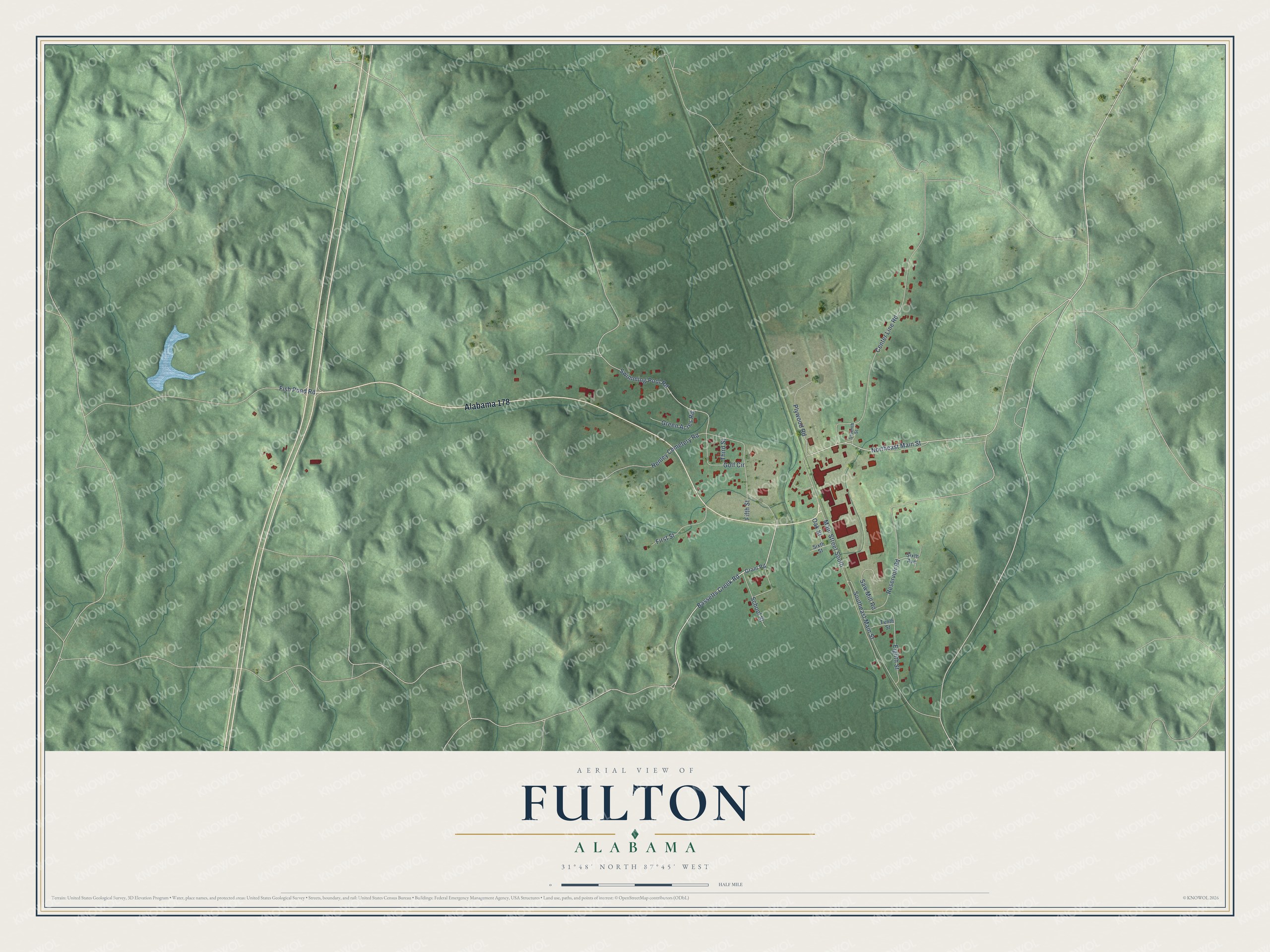 Watermarked full-map preview of Fulton, Alabama