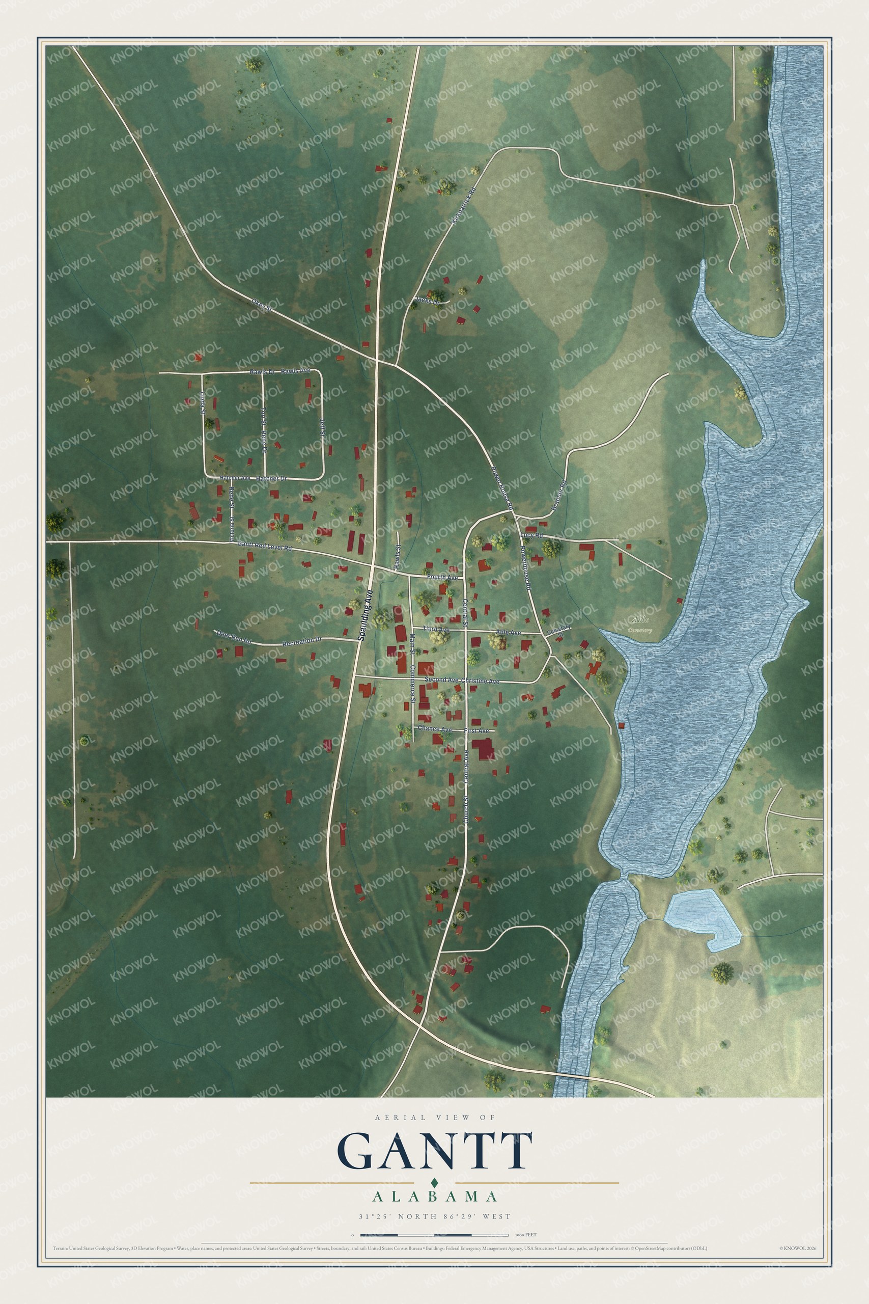 Watermarked full-map preview of Gantt, Alabama