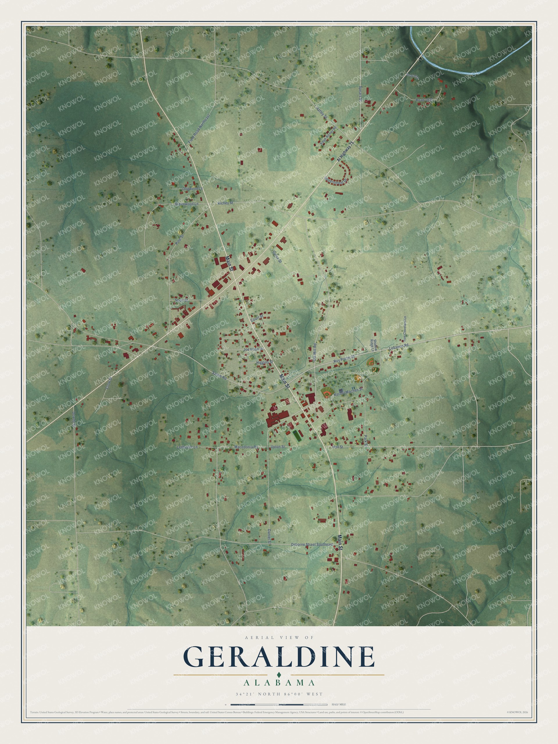 Watermarked full-map preview of Geraldine, Alabama