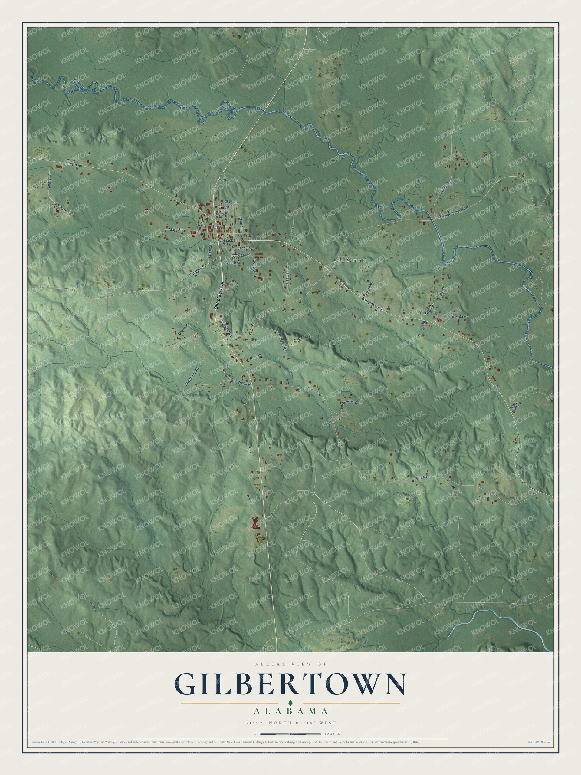 Watermarked full-map preview of Gilbertown, Alabama