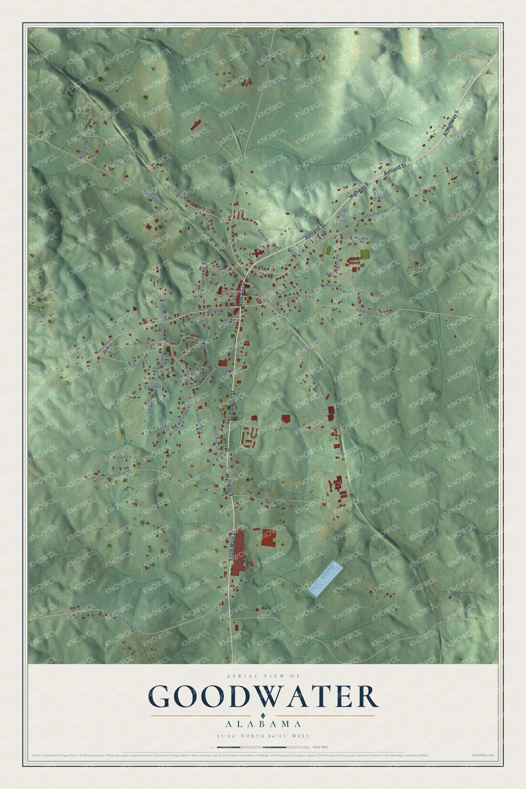 Watermarked full-map preview of Goodwater, Alabama