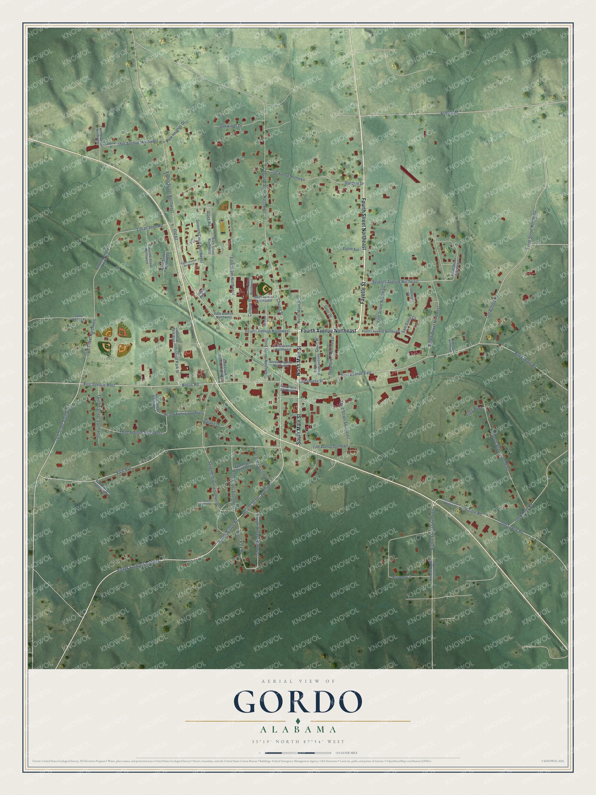 Watermarked full-map preview of Gordo, Alabama
