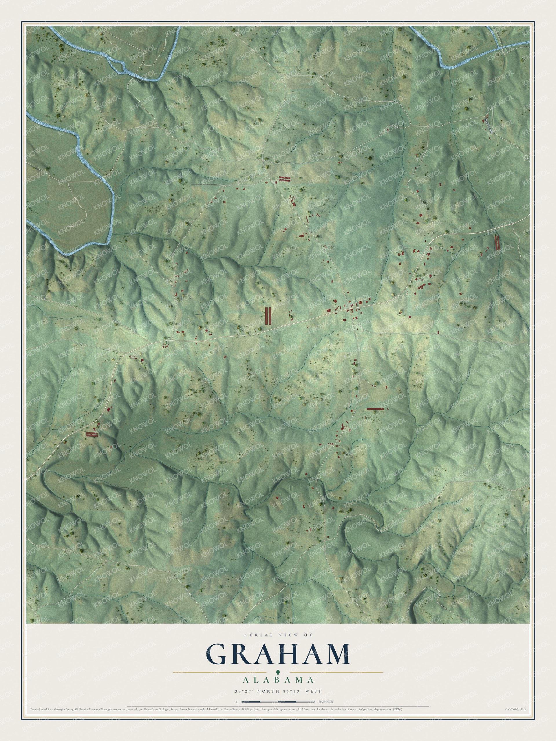 Watermarked full-map preview of Graham, Alabama