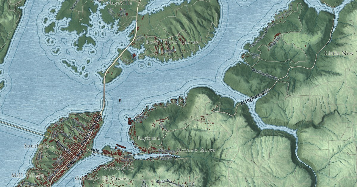 Map of Guntersville, Alabama in 2026