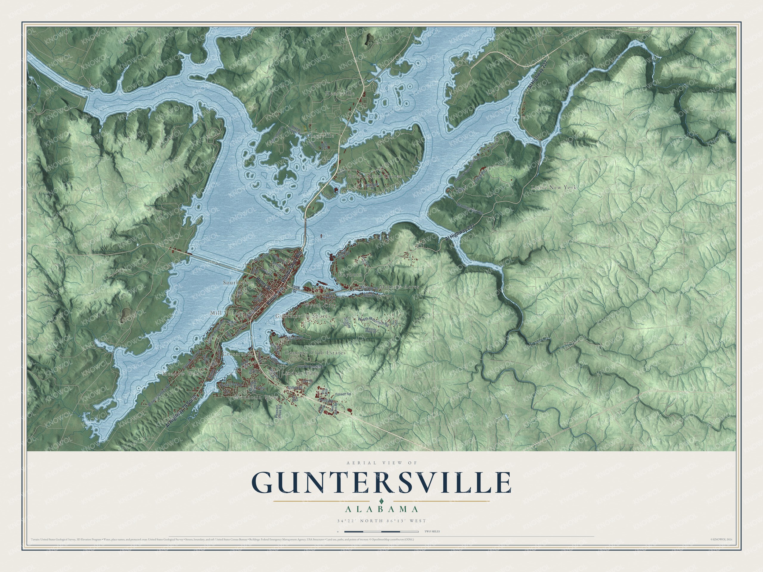 Watermarked full-map preview of Guntersville, Alabama