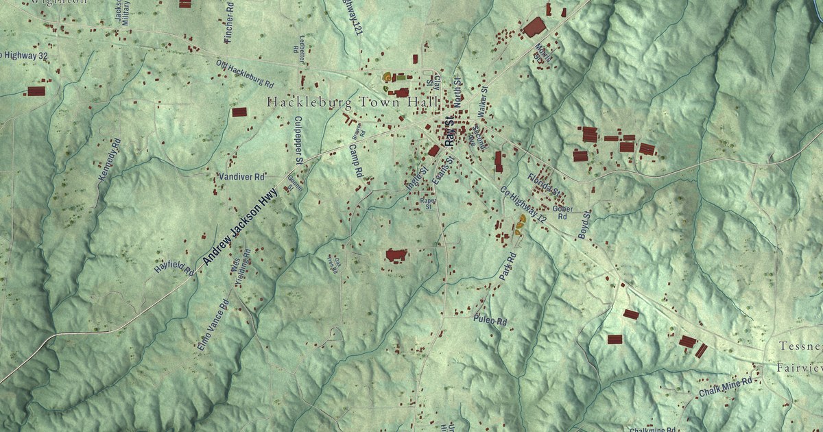 Map of Hackleburg, Alabama in 2026