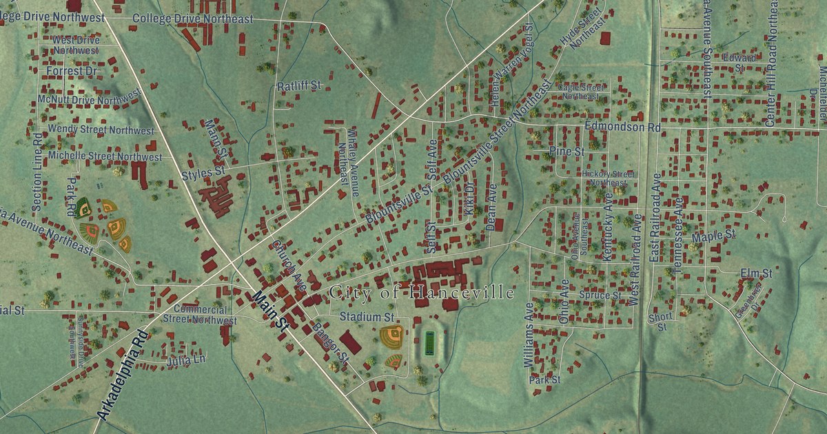 Map of Hanceville, Alabama in 2026