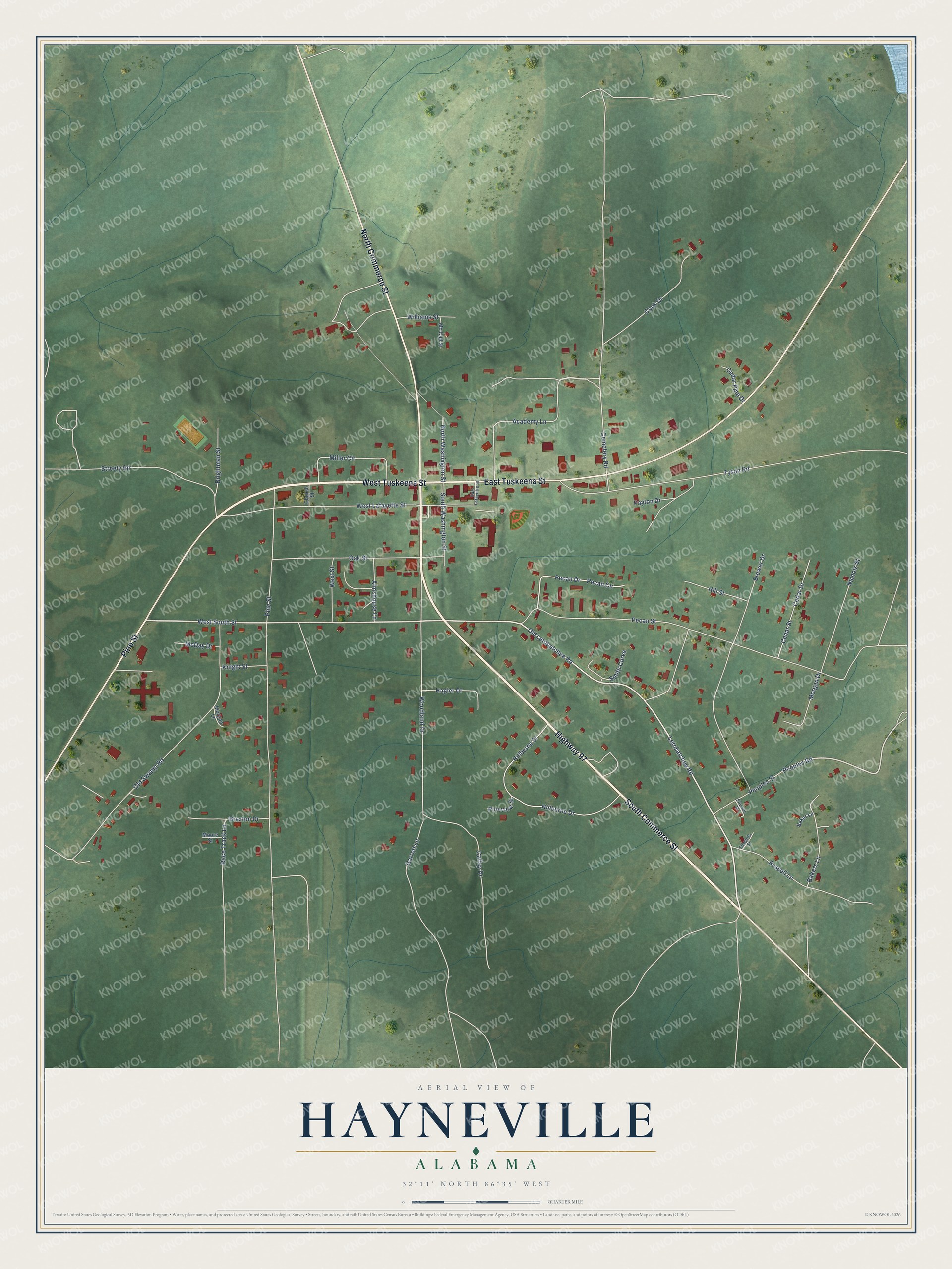 Watermarked full-map preview of Hayneville, Alabama