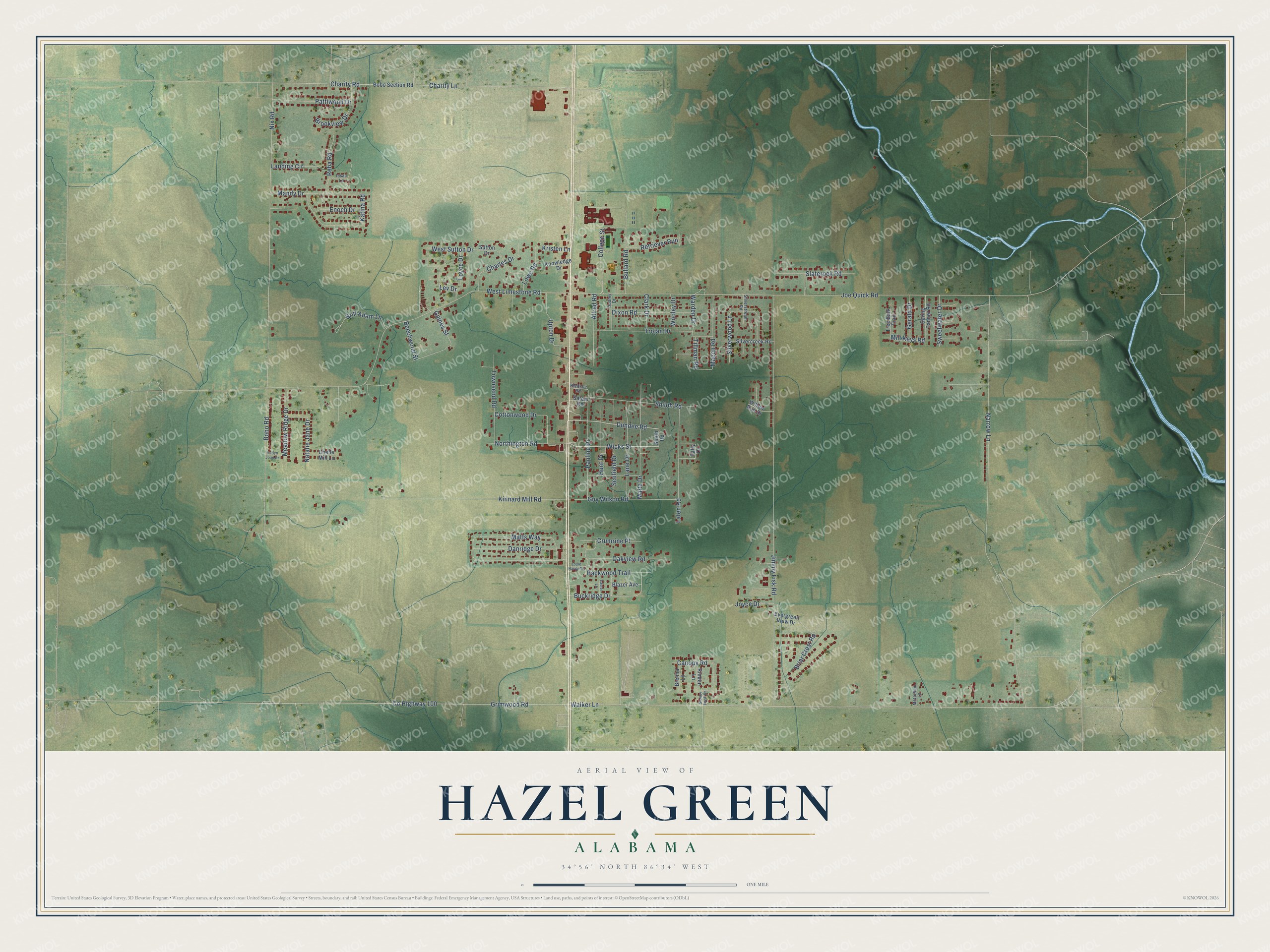 Watermarked full-map preview of Hazel Green, Alabama