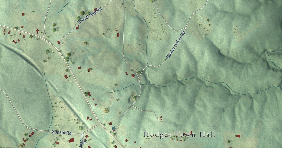Map of Hodges, Alabama in 2026